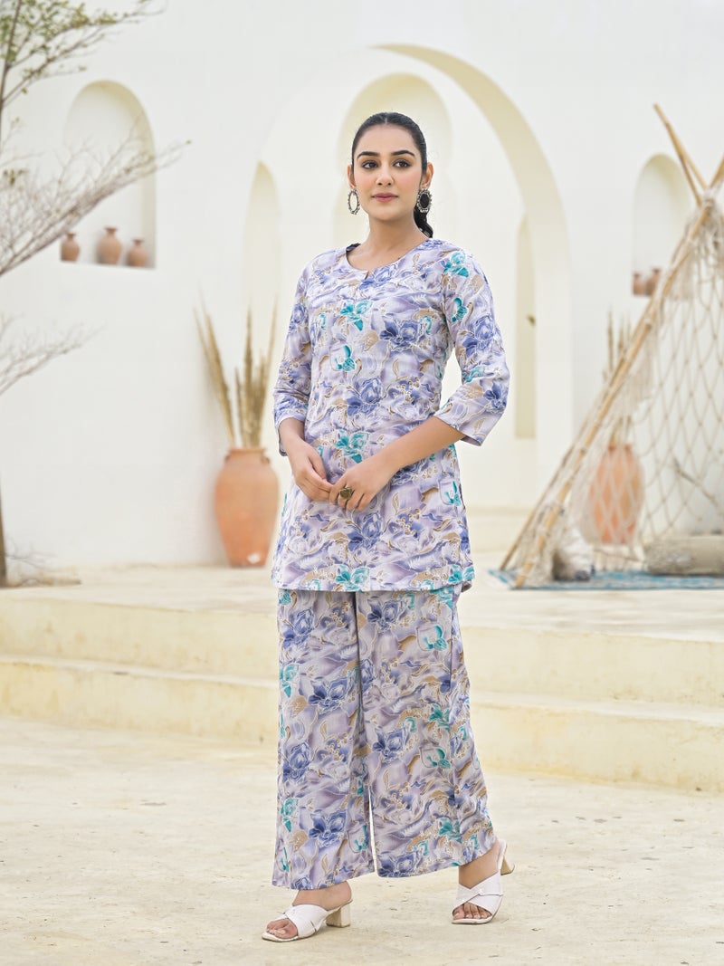 Shifory Grey Cotton Kurti and Palazzo Set for Women - Image 4